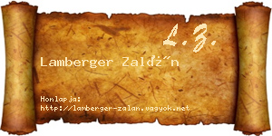Lamberger Zalán névjegykártya